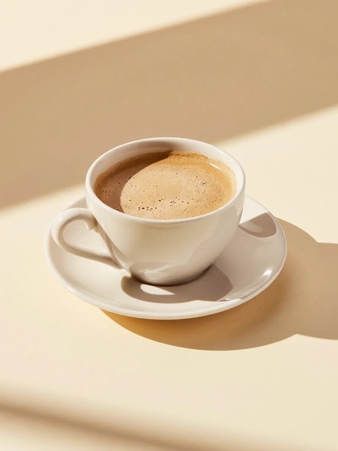A flat white in a plain ceramic cup